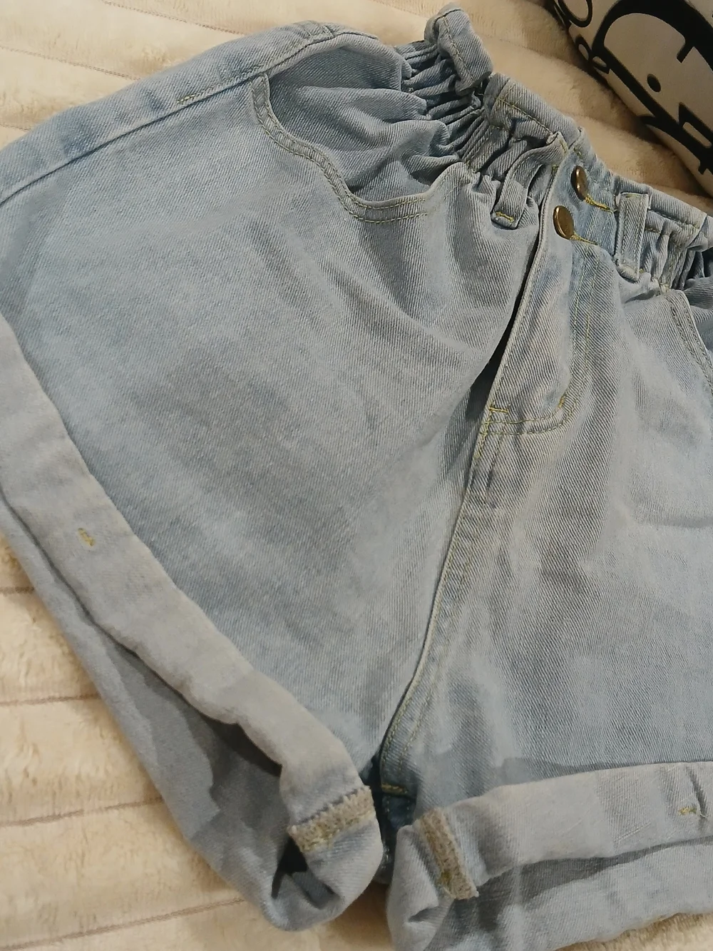 Paperbag Waist Light Blue Denim Shorts